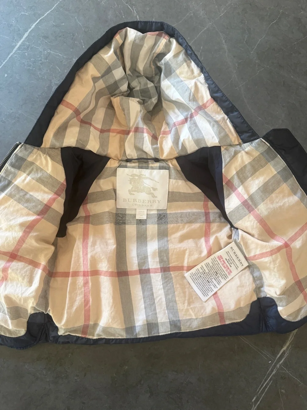 Burberry Navy Blue Hooded Kids Puffer Jacket